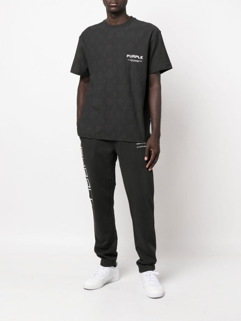 Black P104 Logo Print Textured Cotton T-shirt