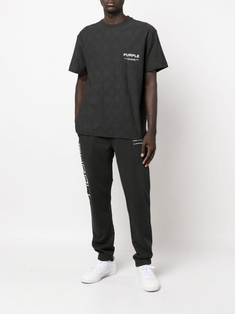 Black P104 Logo Print Textured Cotton T-shirt