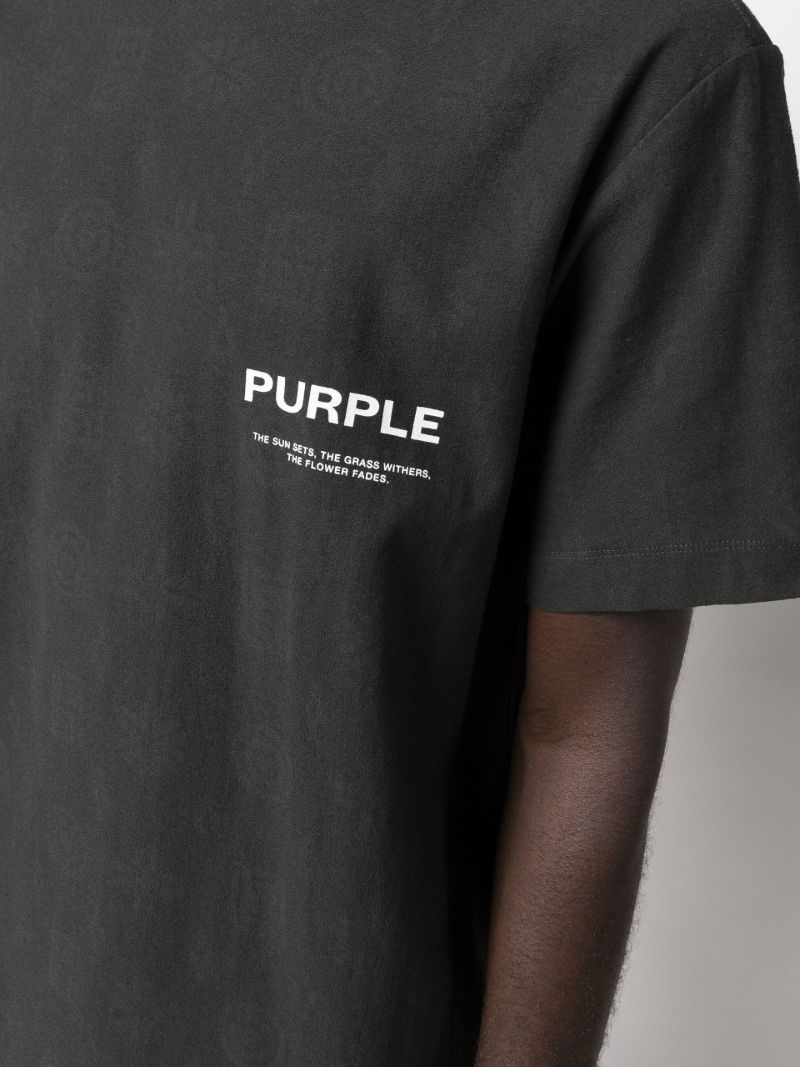 Black P104 Logo Print Textured Cotton T-shirt