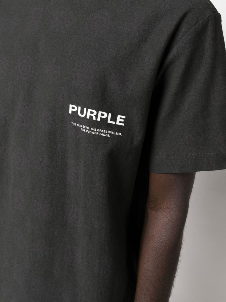Black P104 Logo Print Textured Cotton T-shirt