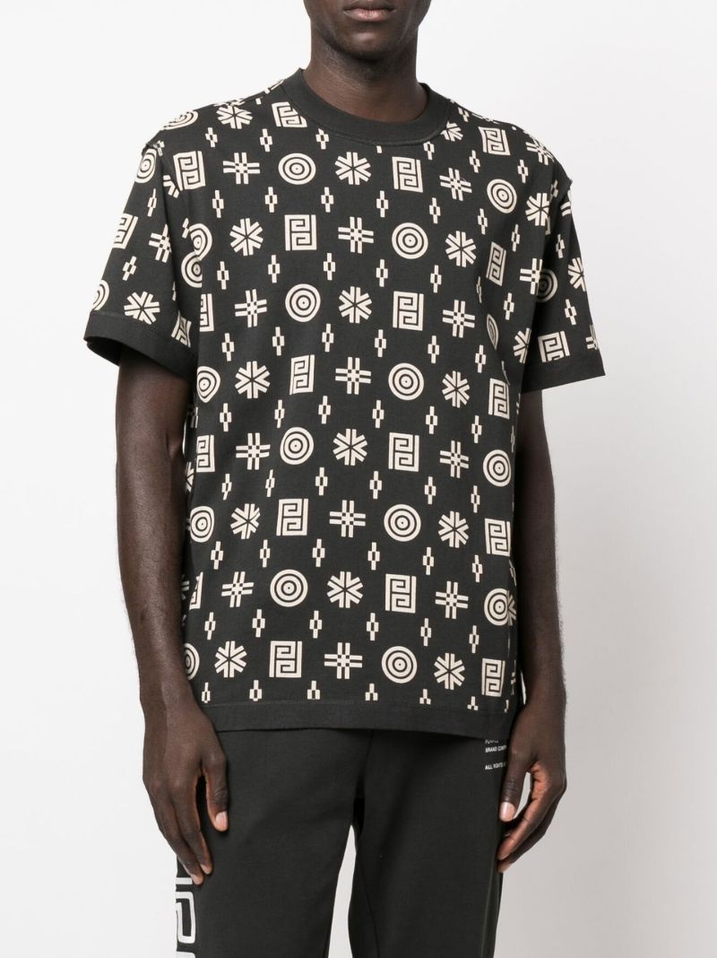 Black P104 Logo Print Textured Cotton T-shirt
