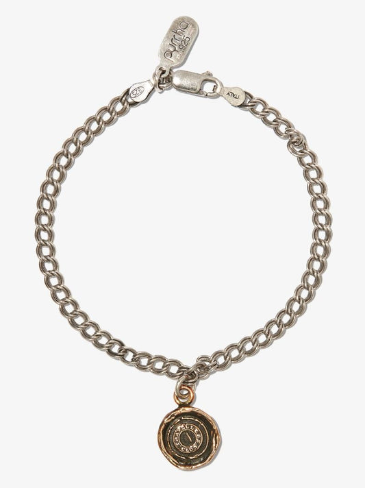 Bronze and Sterling Silver Safe Travels Pendant Necklace