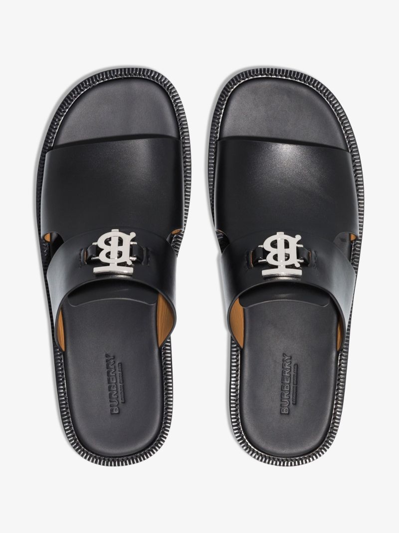 Black Kingsgate Monogram Motif Leather Sandals