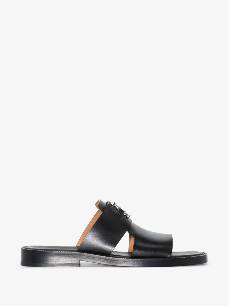 Black Kingsgate Monogram Motif Leather Sandals