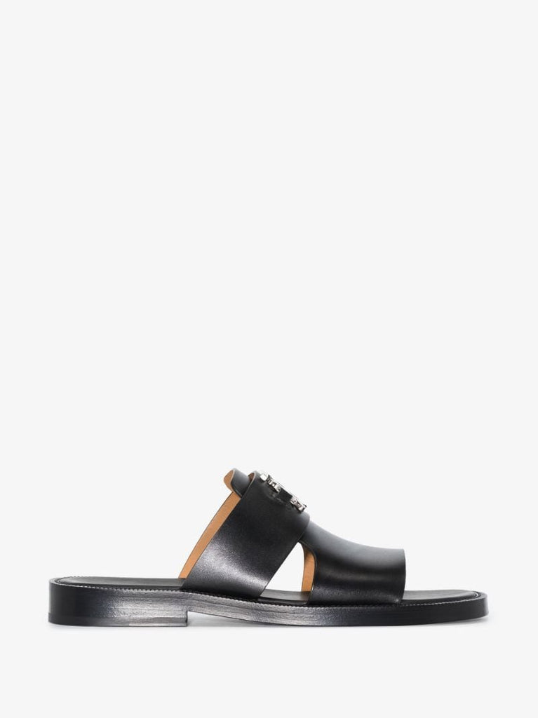 Black Kingsgate Monogram Motif Leather Sandals
