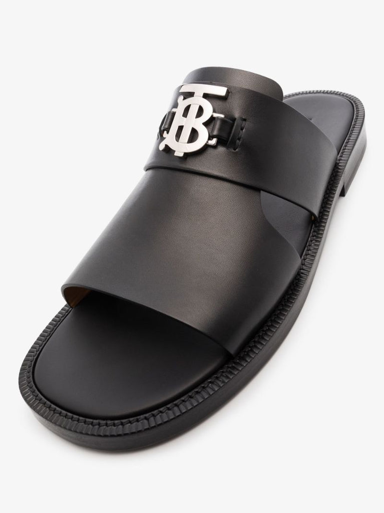 Black Kingsgate Monogram Motif Leather Sandals