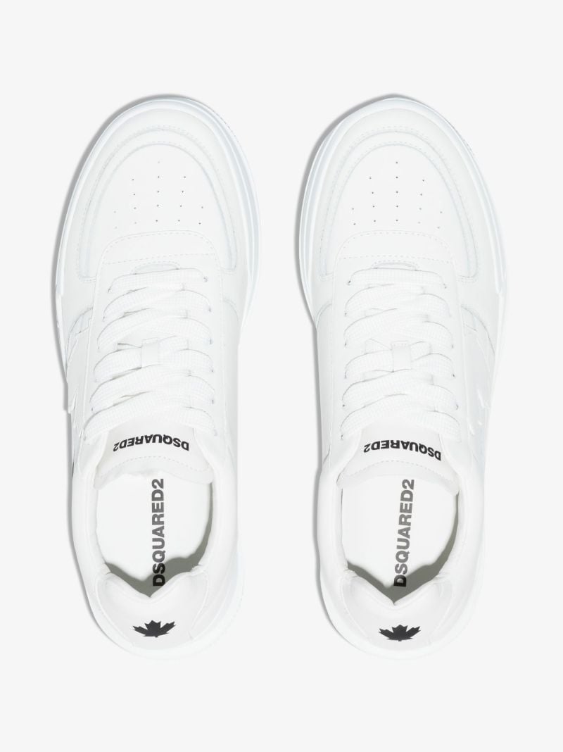 White Logo Leather Sneakers