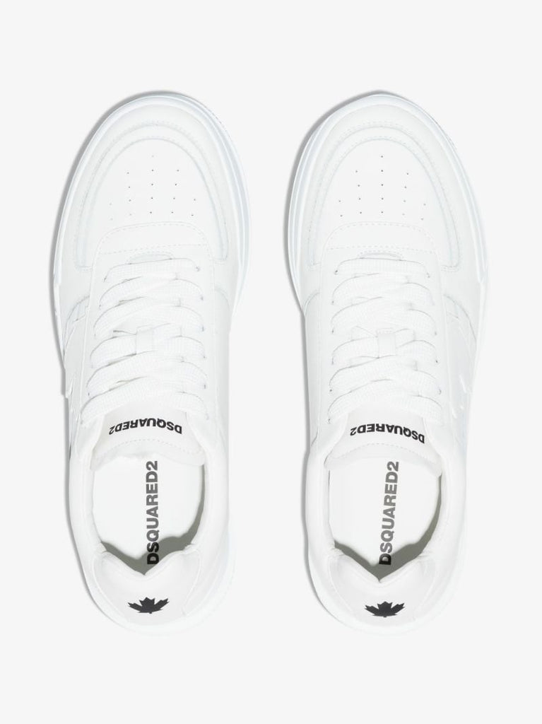White Logo Leather Sneakers
