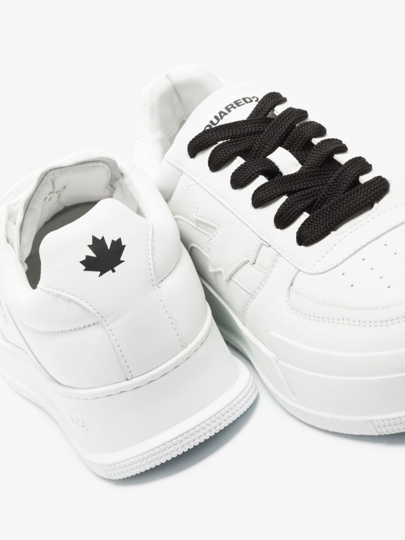 White Logo Leather Sneakers