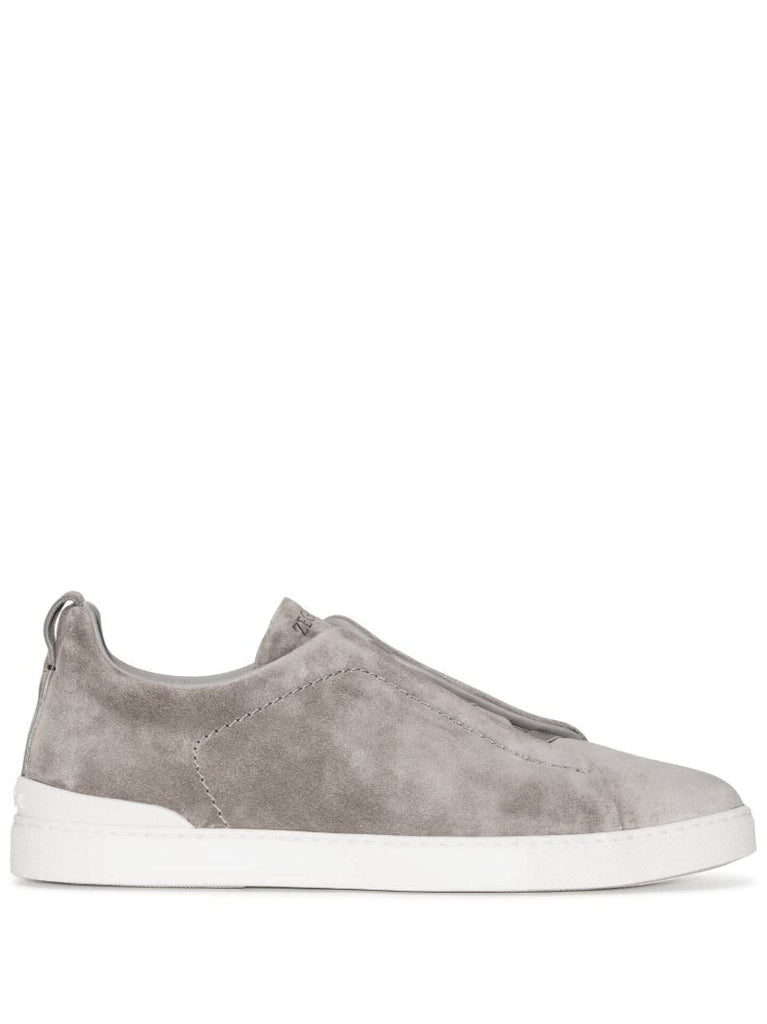 Grey Triple Stitch Low-top Suede Sneakers