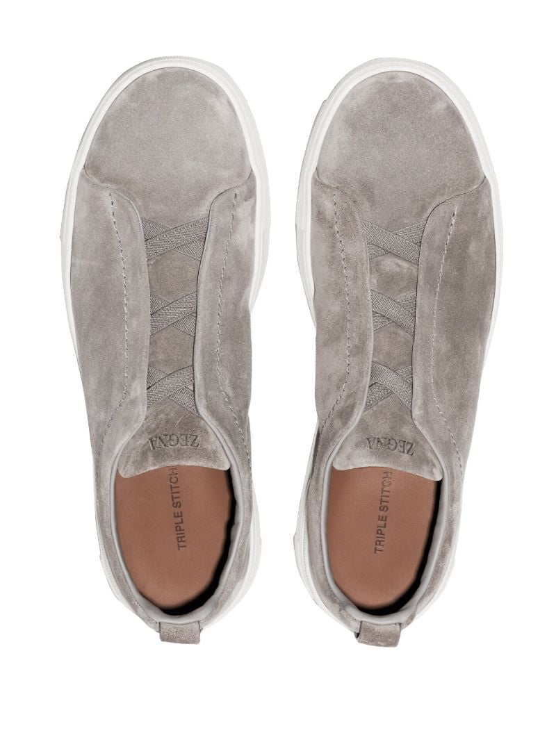 Grey Triple Stitch Low-top Suede Sneakers