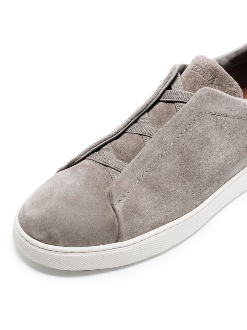Grey Triple Stitch Low-top Suede Sneakers