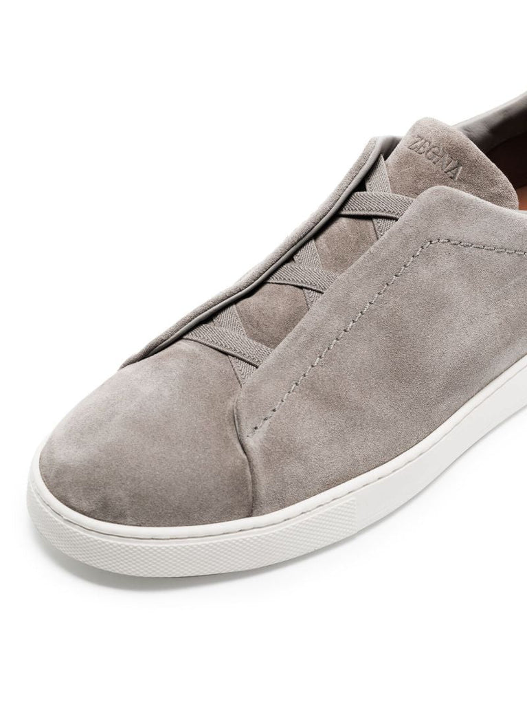 Grey Triple Stitch Low-top Suede Sneakers