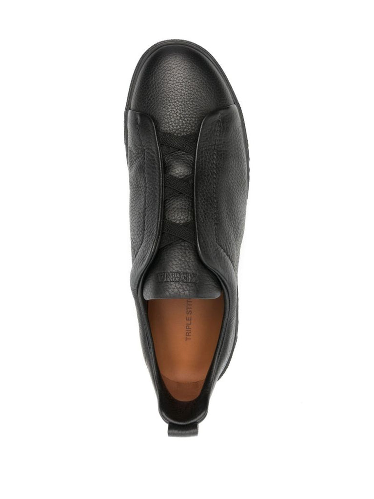 Black Triple-stitch Low-top Sneakers