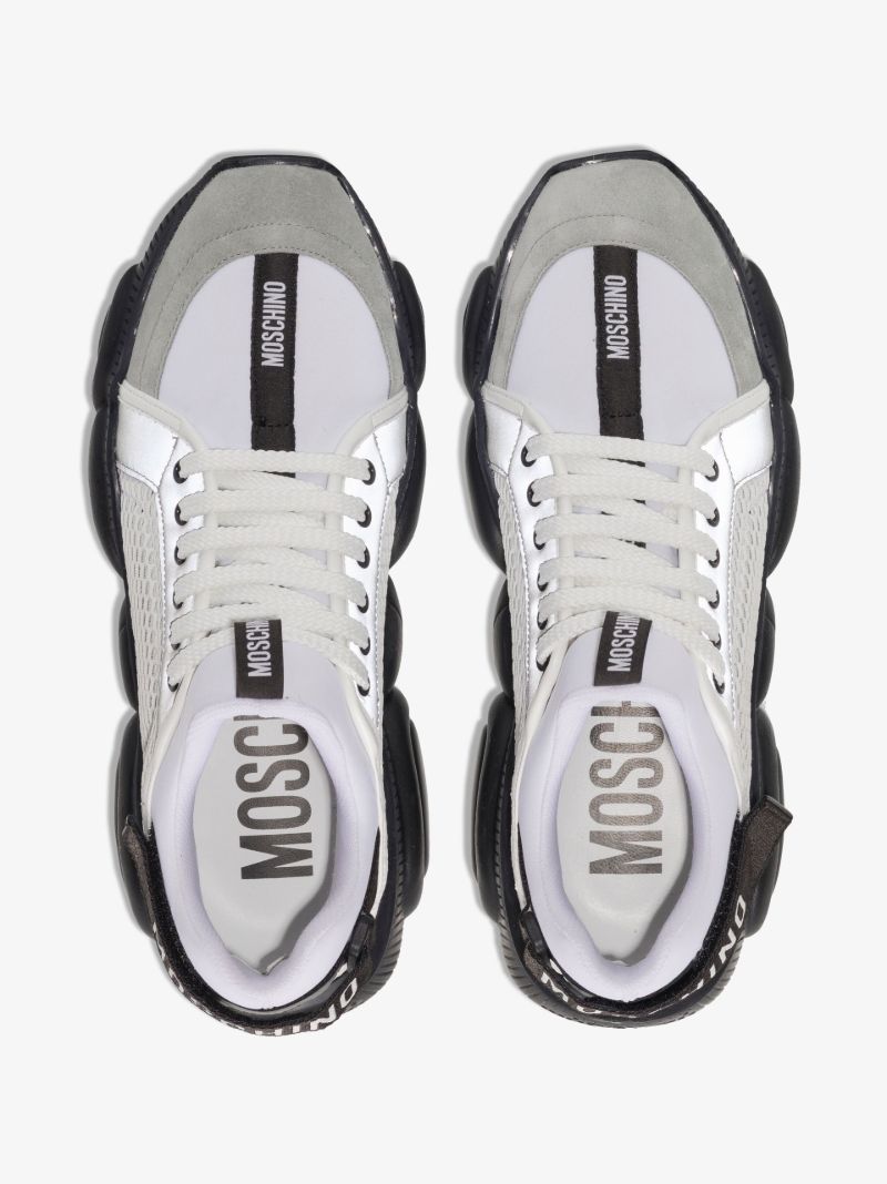 White Chunky Sole Logo Strap Sneakers