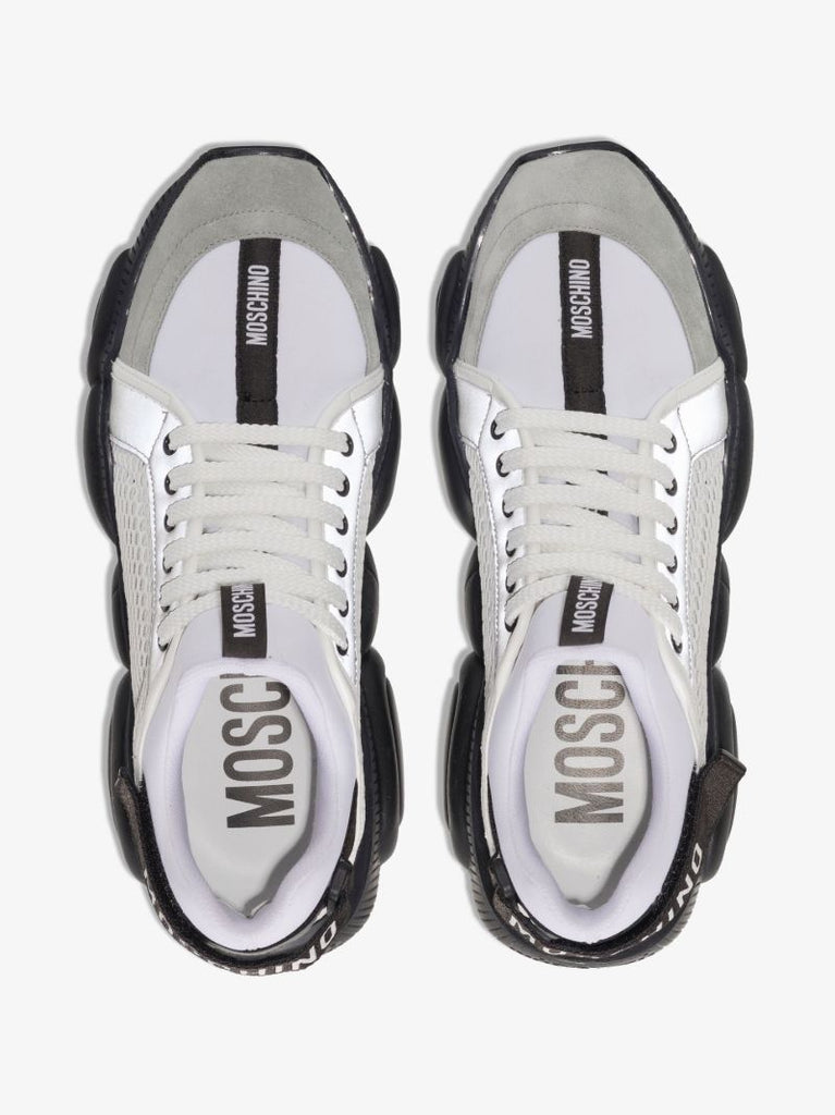 White Chunky Sole Logo Strap Sneakers