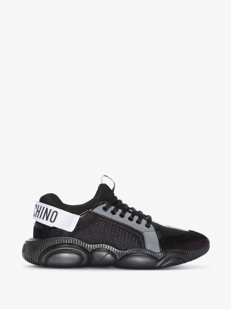 Black Chunky Sole Logo Strap Sneakers