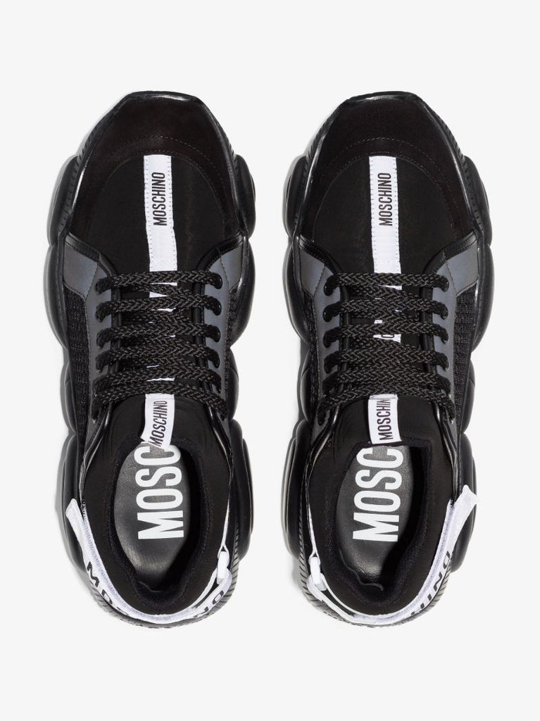 Black Chunky Sole Logo Strap Sneakers