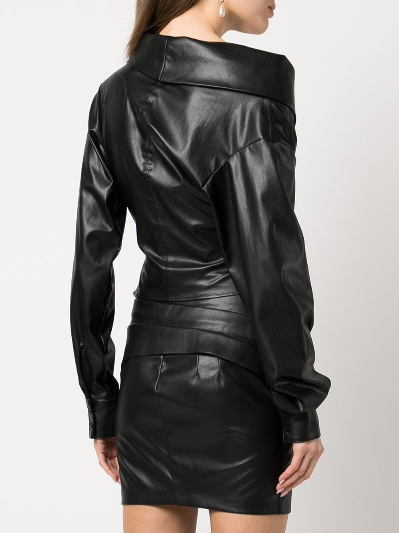 Black Madeline Grained V-neck Top