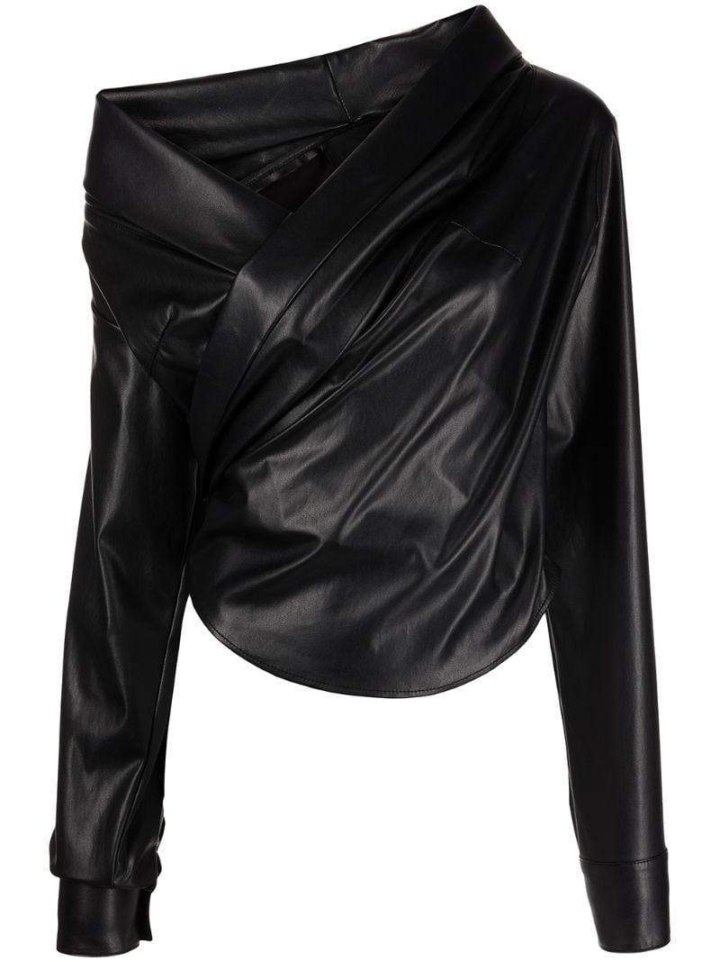 Black Madeline Grained V-neck Top