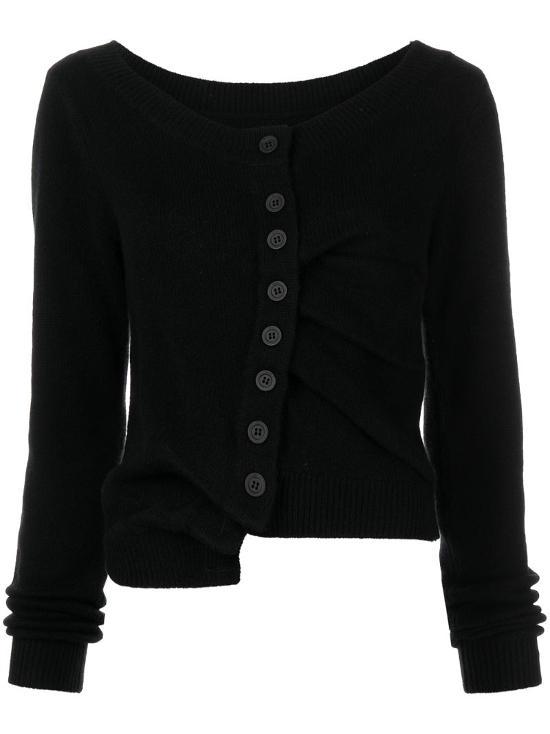Black Veronica Asymmetric Cashmere Cardigan