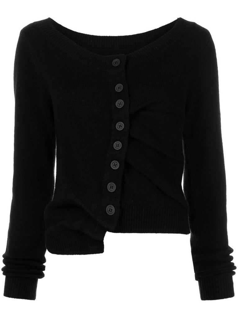 Black Veronica Asymmetric Cashmere Cardigan