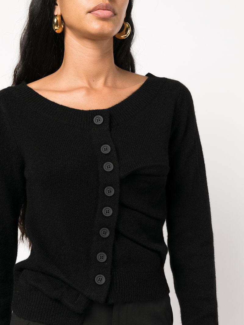 Black Veronica Asymmetric Cashmere Cardigan