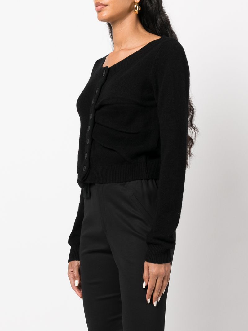 Black Veronica Asymmetric Cashmere Cardigan