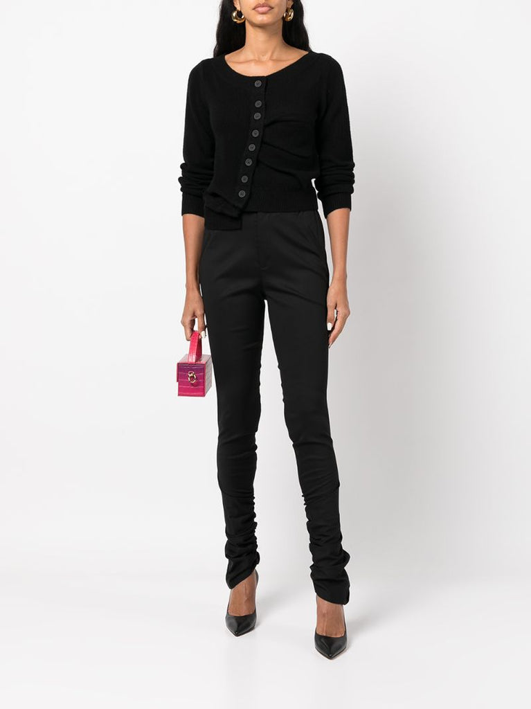 Black Veronica Asymmetric Cashmere Cardigan
