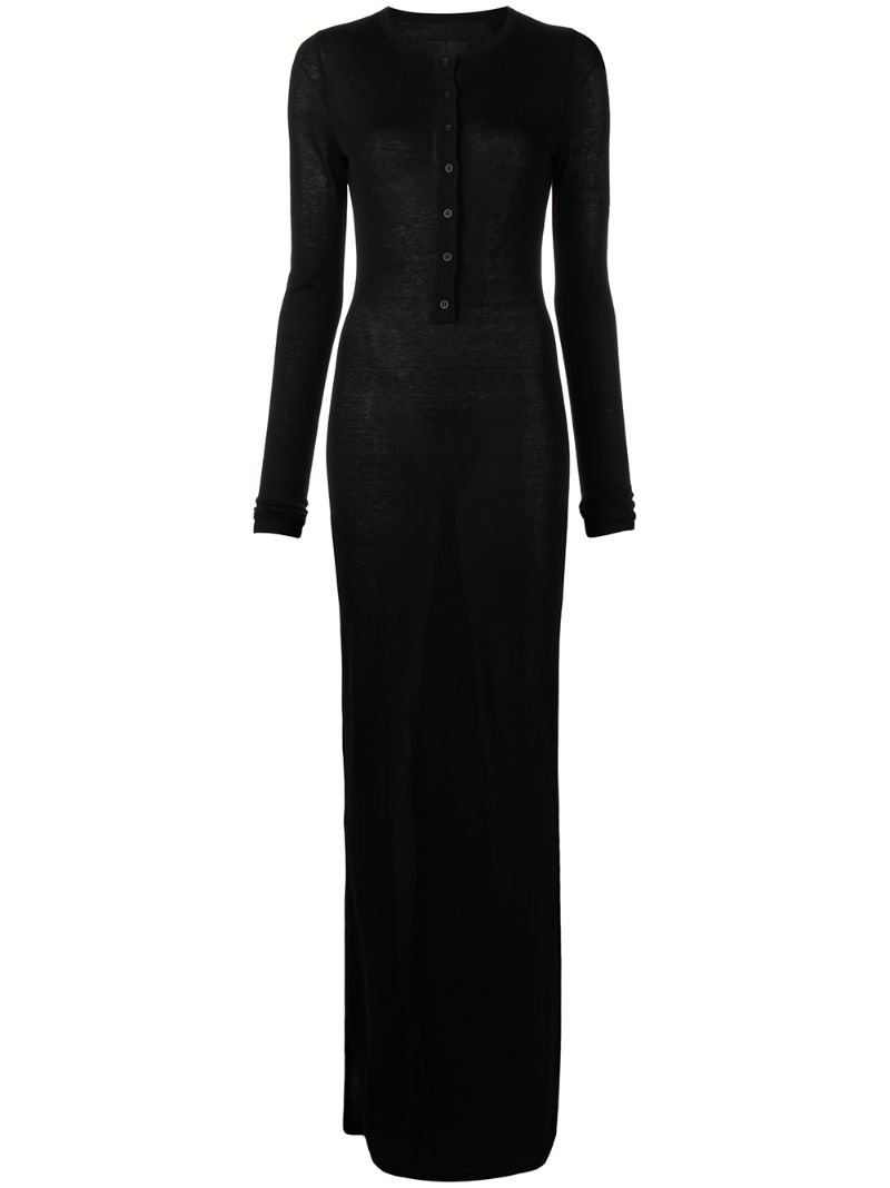 Black Ciaran Buttoned Silk Maxi Dress