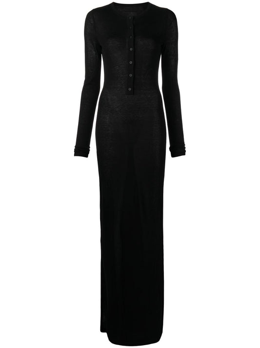 Black Ciaran Buttoned Silk Maxi Dress