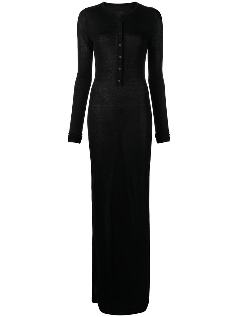 Black Ciaran Buttoned Silk Maxi Dress