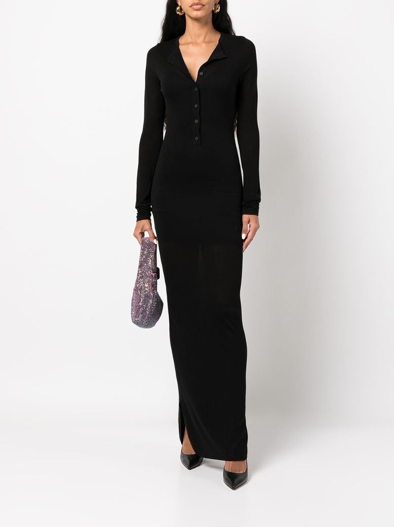 Black Ciaran Buttoned Silk Maxi Dress