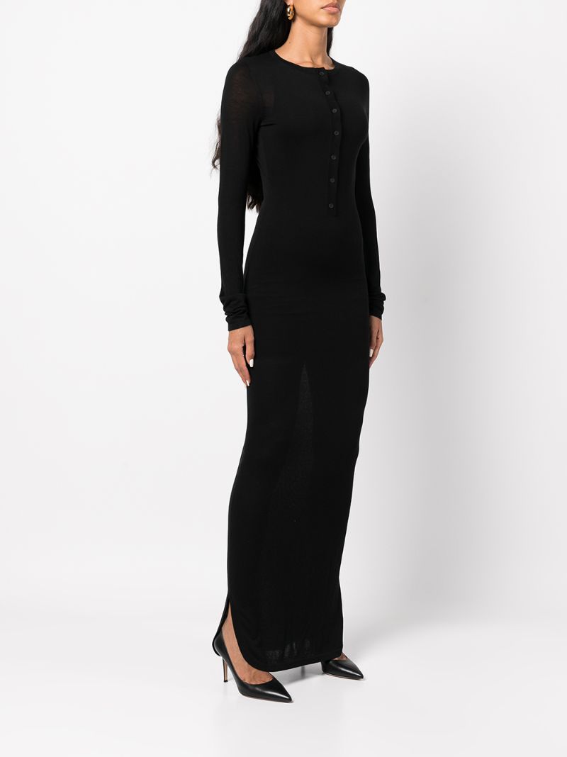 Black Ciaran Buttoned Silk Maxi Dress