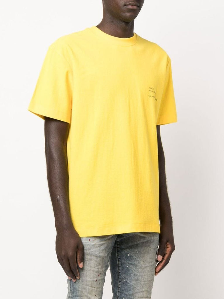 Yellow P104 Logo Print Textured Cotton T-shirt