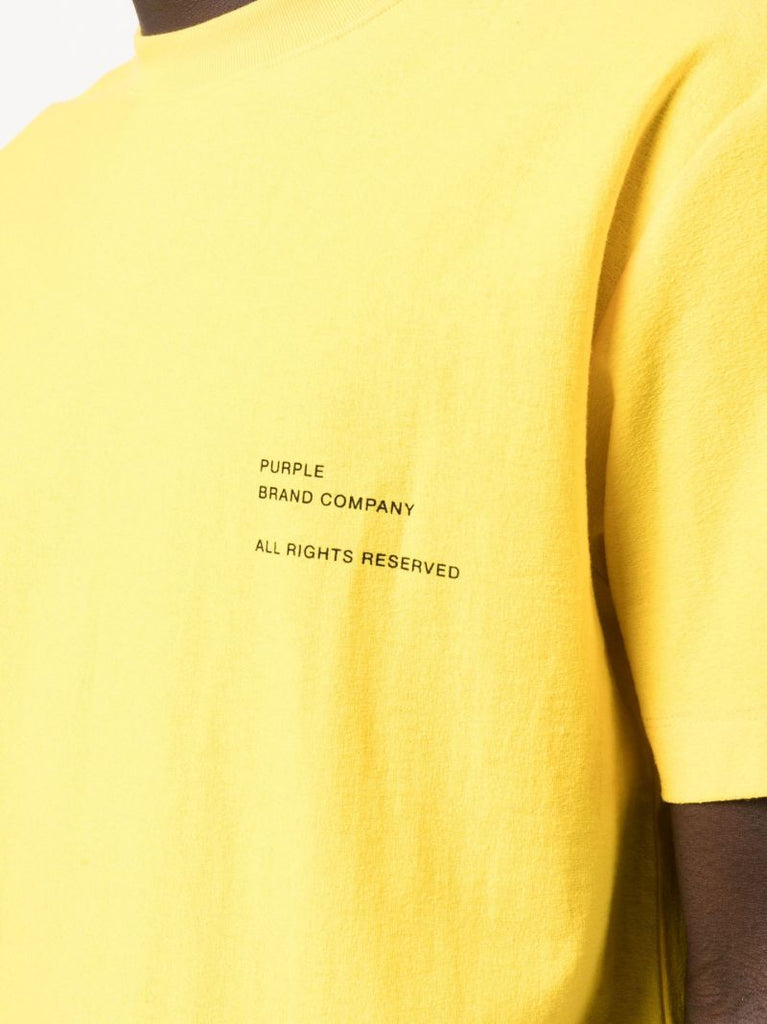 Yellow P104 Logo Print Textured Cotton T-shirt