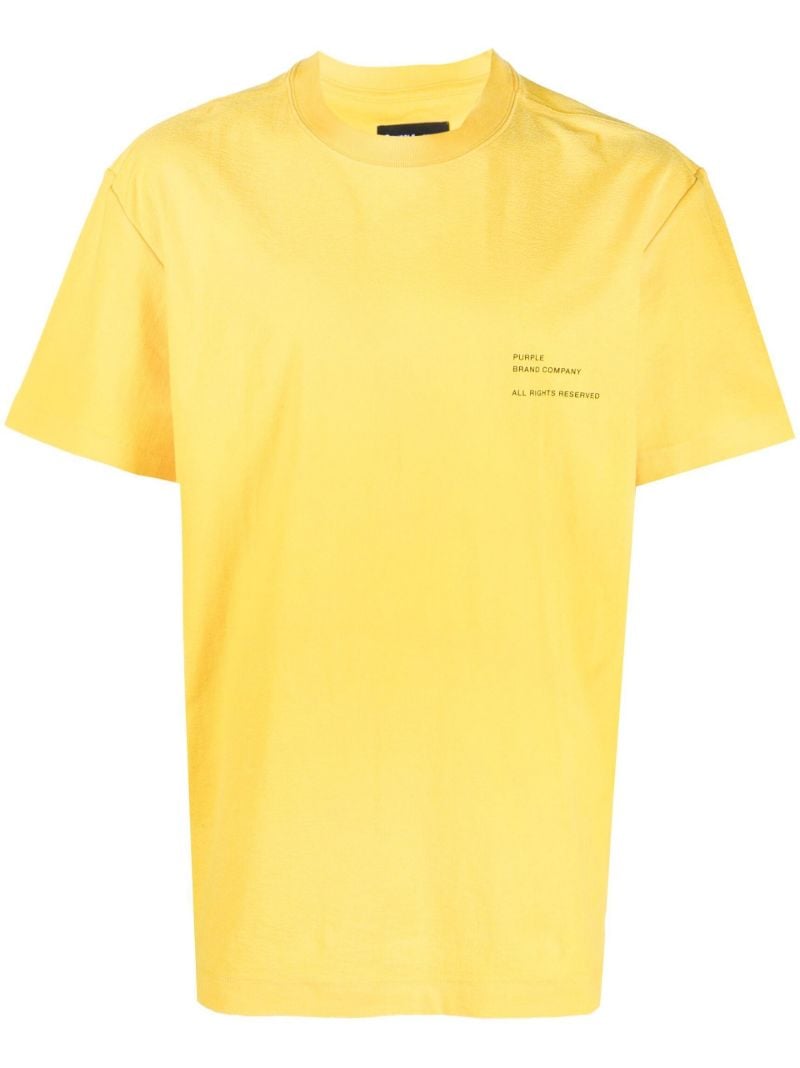 Yellow P104 Logo Print Textured Cotton T-shirt