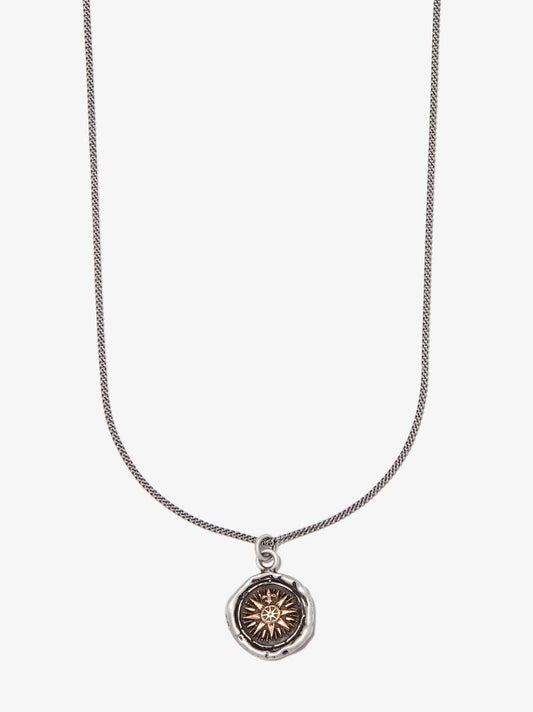 14k Yellow Gold and Sterling Silver Direction Chain Necklace