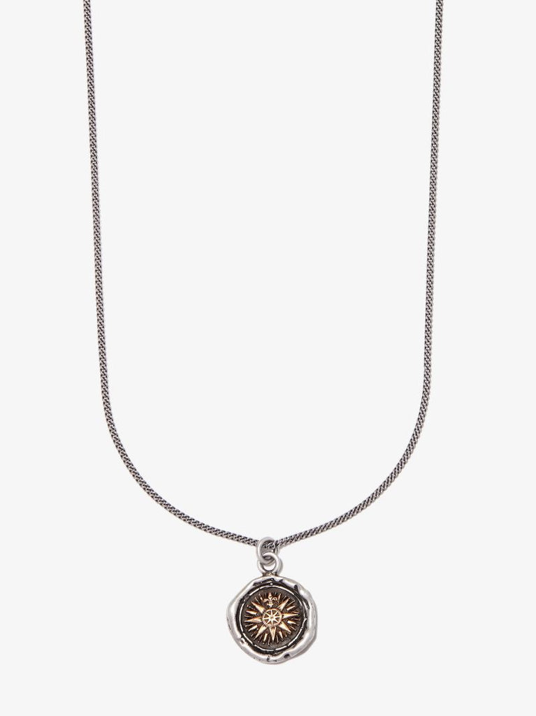 14k Yellow Gold and Sterling Silver Direction Chain Necklace