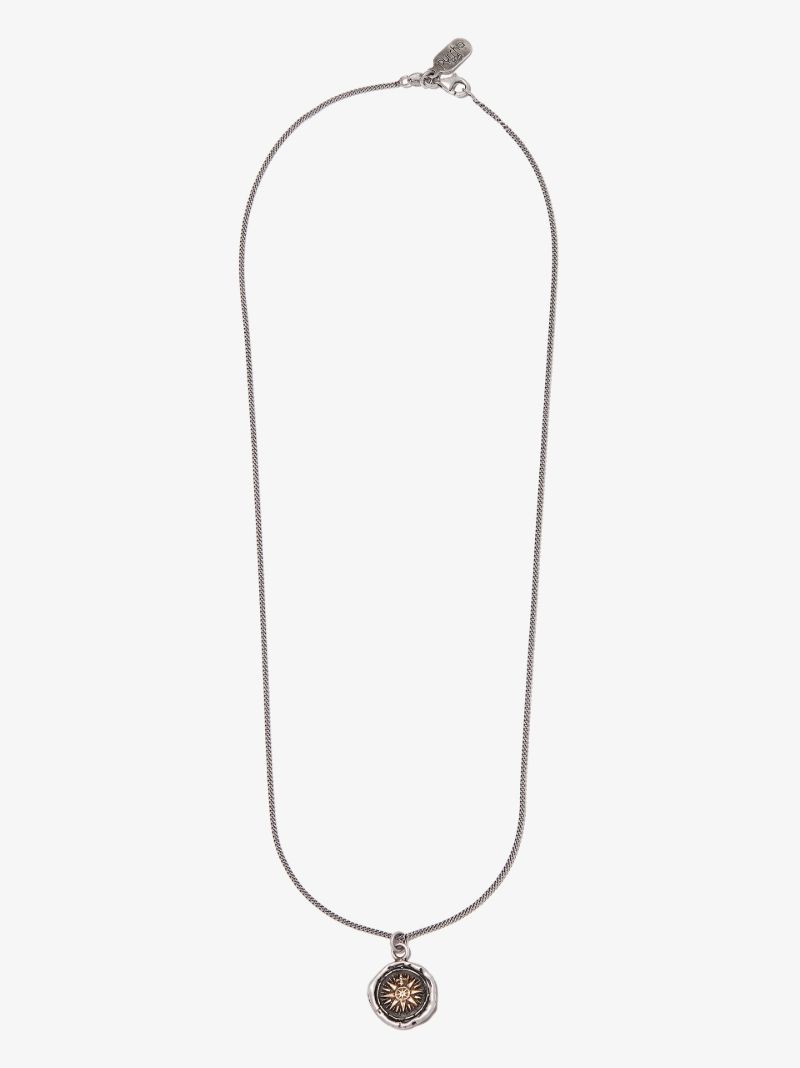 14k Yellow Gold and Sterling Silver Direction Chain Necklace