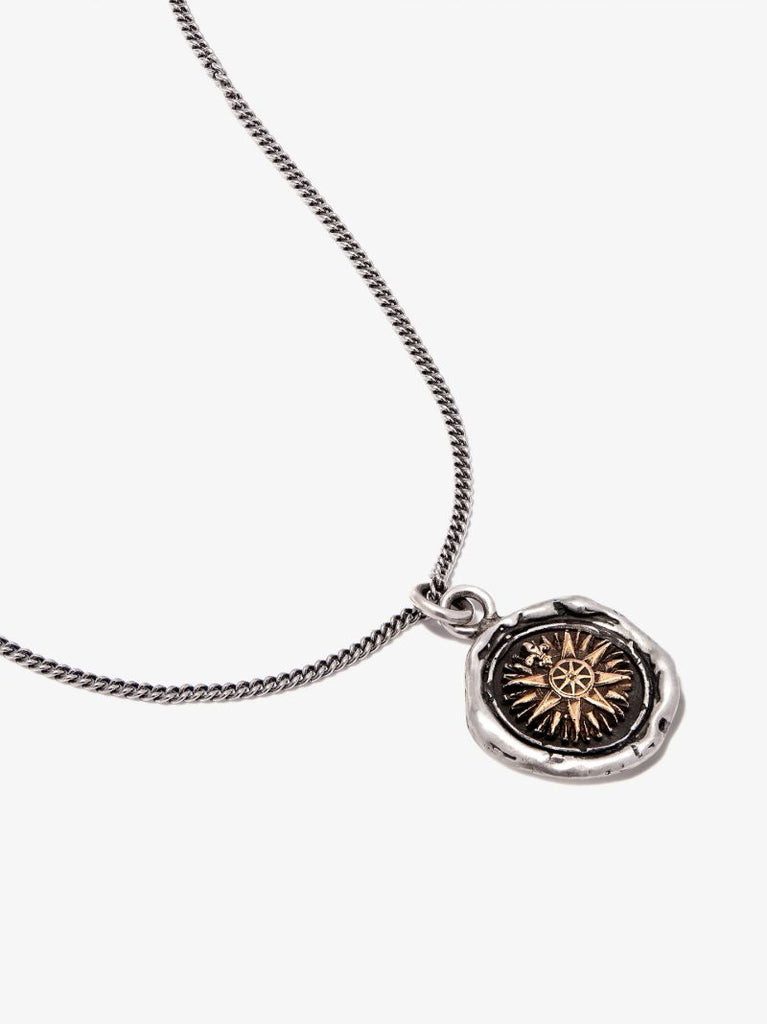 14k Yellow Gold and Sterling Silver Direction Chain Necklace