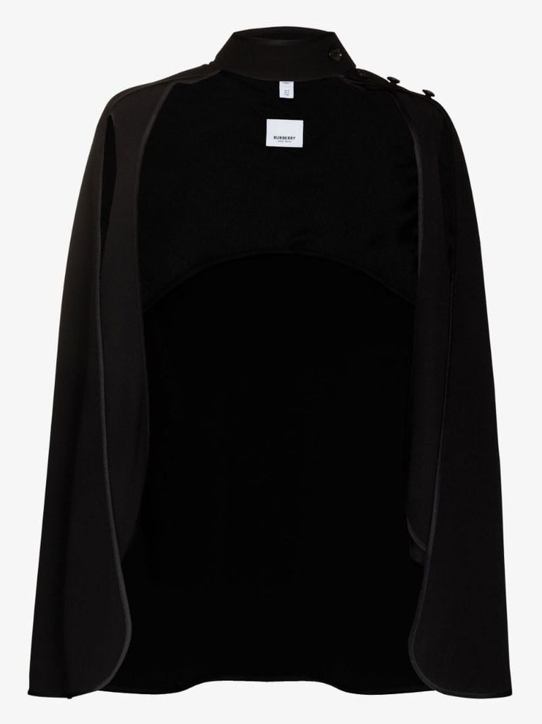 Black Deconstructed Silk Cape