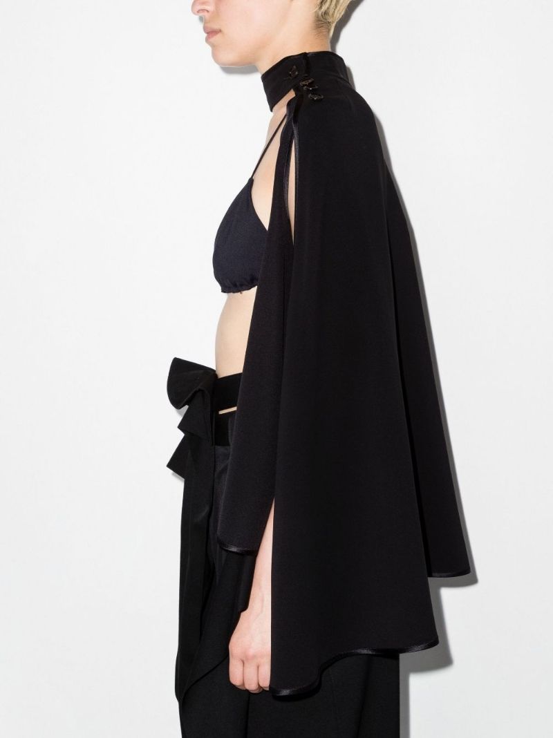 Black Deconstructed Silk Cape