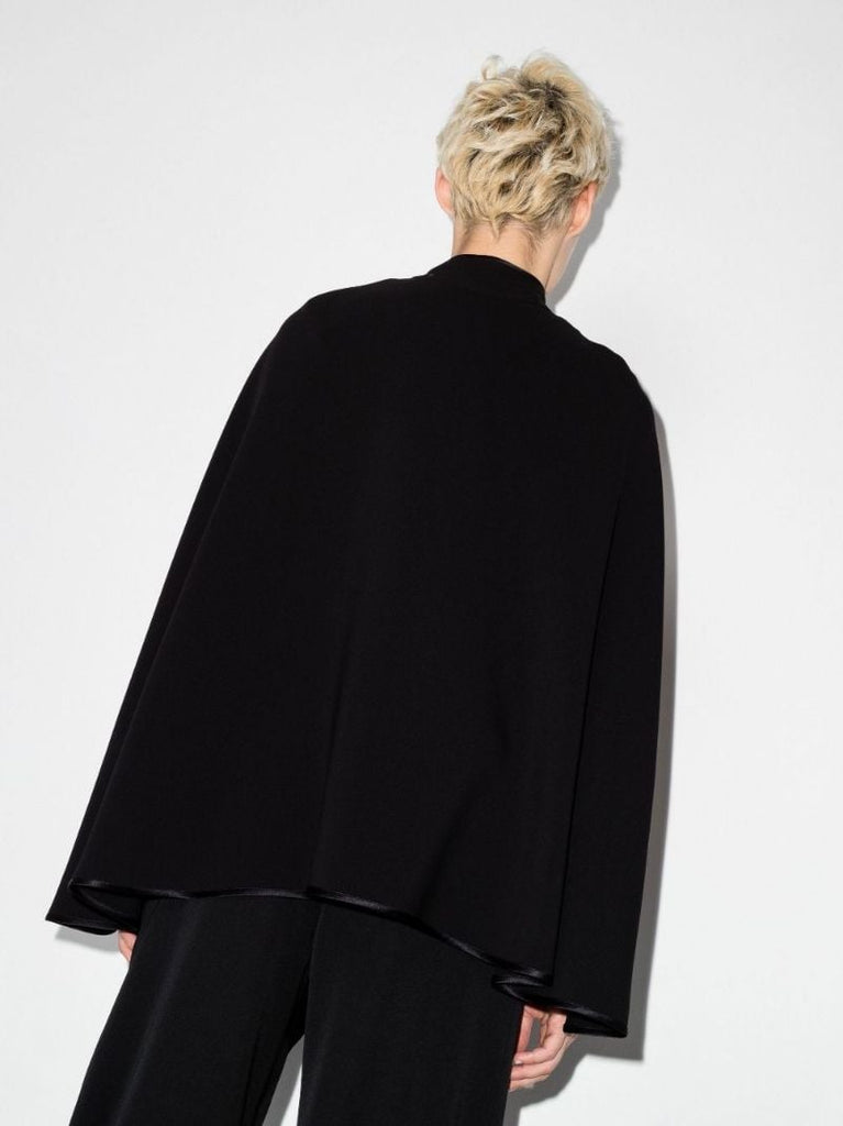 Black Deconstructed Silk Cape