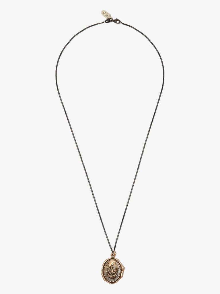 Sterling Silver and Bronze Fire Within Chain Necklace