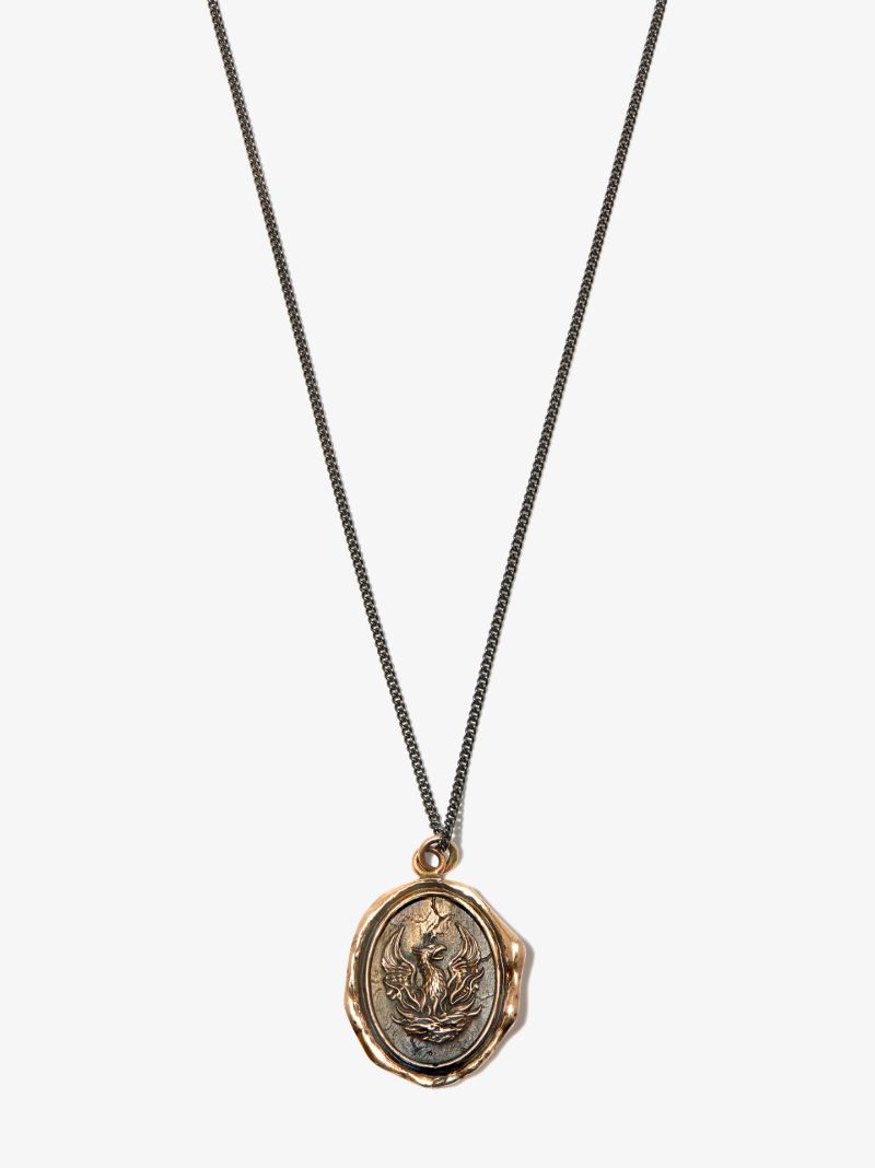 Sterling Silver and Bronze Fire Within Chain Necklace