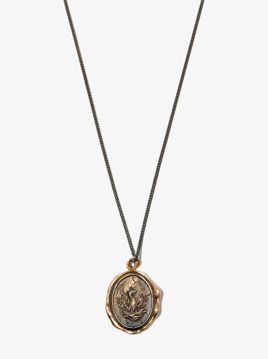 Sterling Silver and Bronze Fire Within Chain Necklace