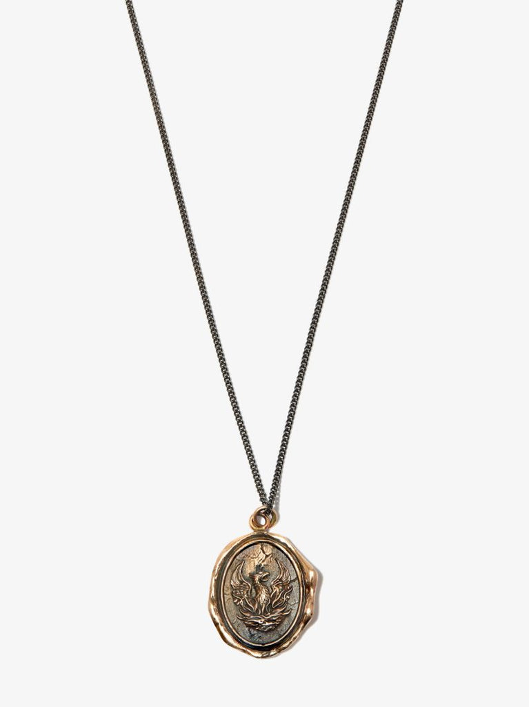 Sterling Silver and Bronze Fire Within Chain Necklace
