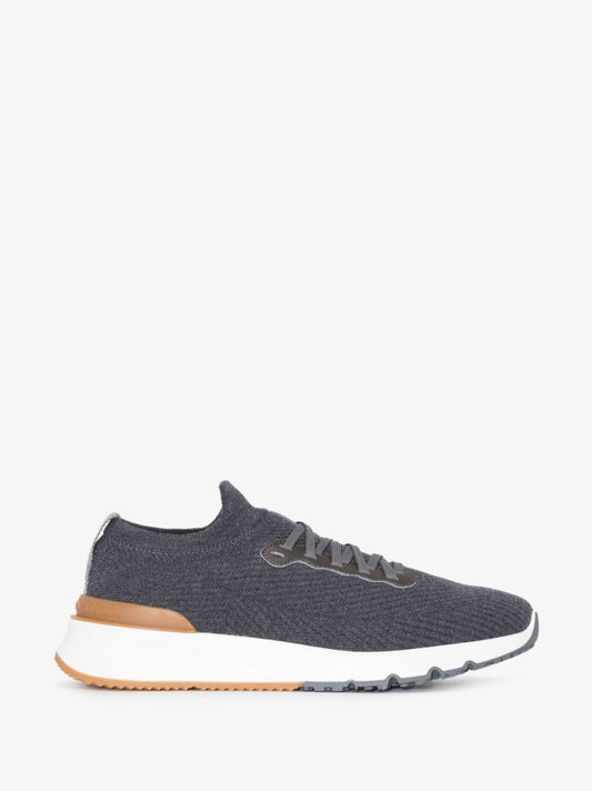 Grey Knitted Low Top Sneakers
