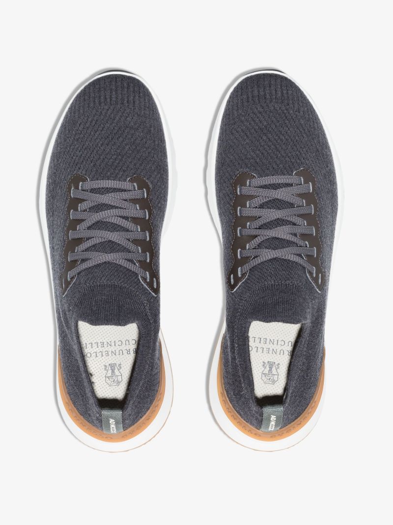 Grey Knitted Low Top Sneakers